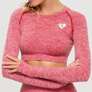 Womens Best Red Marl Seamless Crop Top szL  BinH